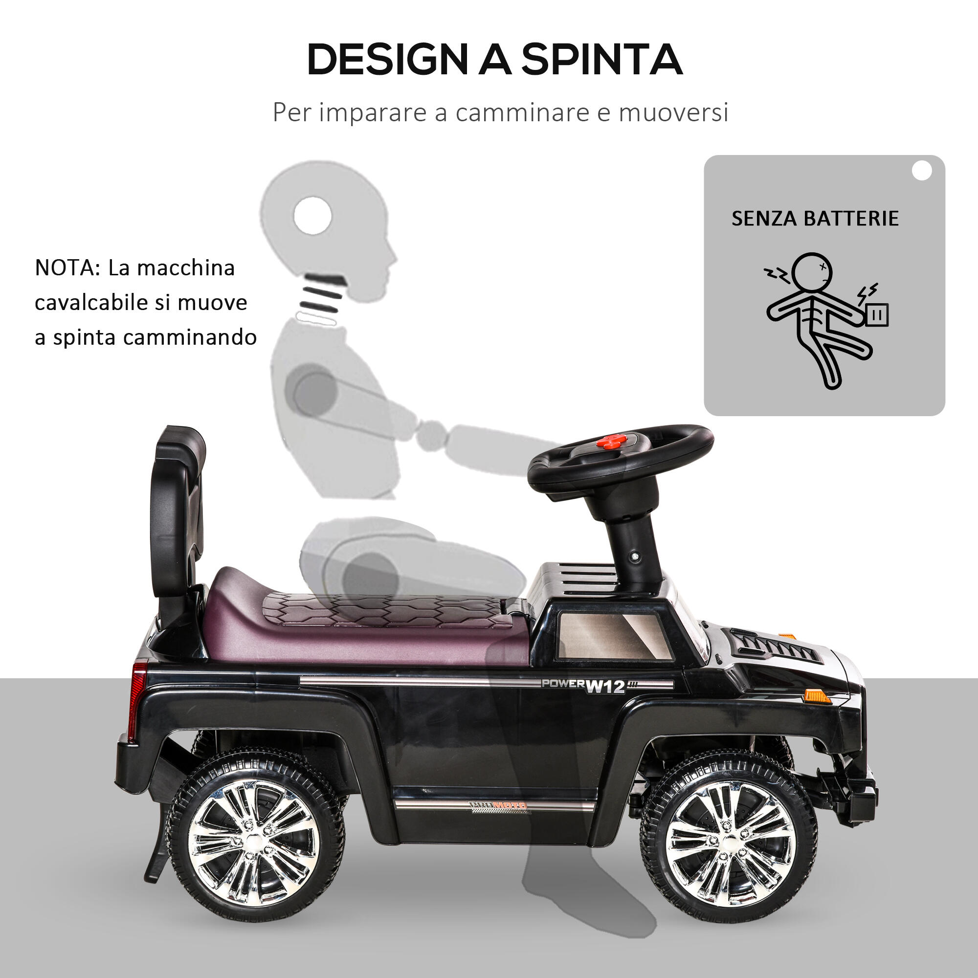 HOMCOM Fuoristrada per Bambini Macchina Cavalcabile con Volante Fari Musiche 6/7