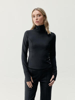 Sportshirt dames leya lange mouwen hoge kraag sneldrogend