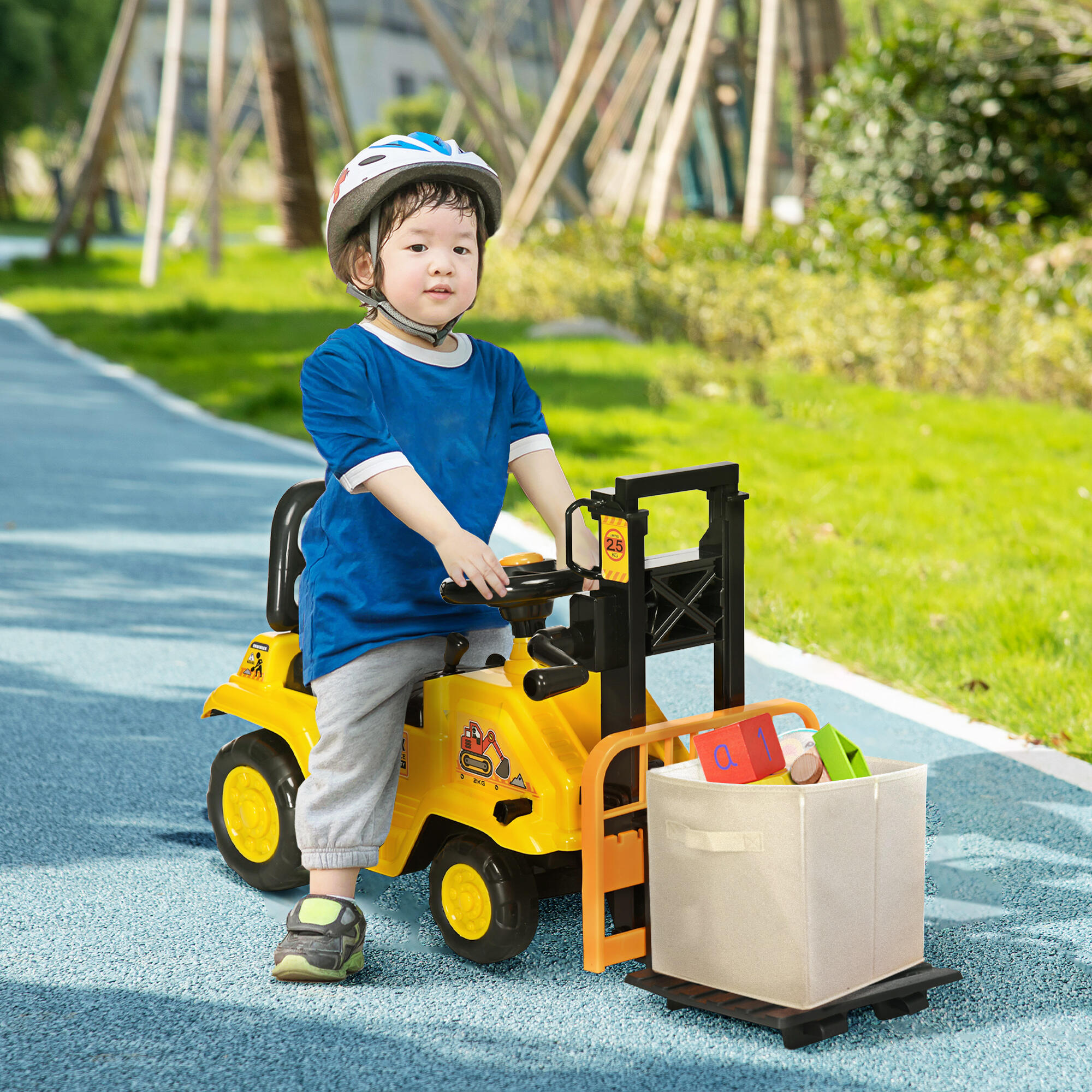 HOMCOM Trattore Cavalcabile per Bambini 3-4 Anni con Muletto in PP e ABS 2/7