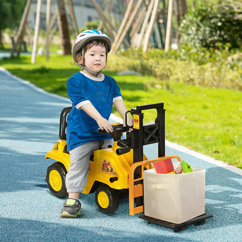 HOMCOM Masina de constructii pentru copii cu depozitare sub scaun