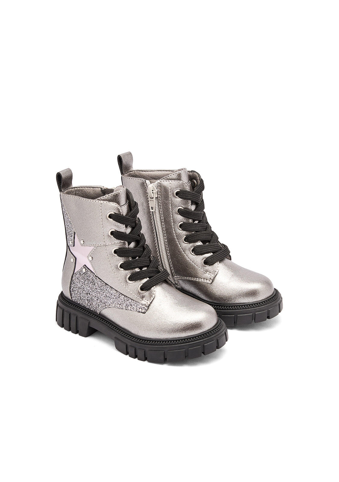 Botas Militares de Niña Caña Media Cremallera Interior Estampado de Estrella 2/4