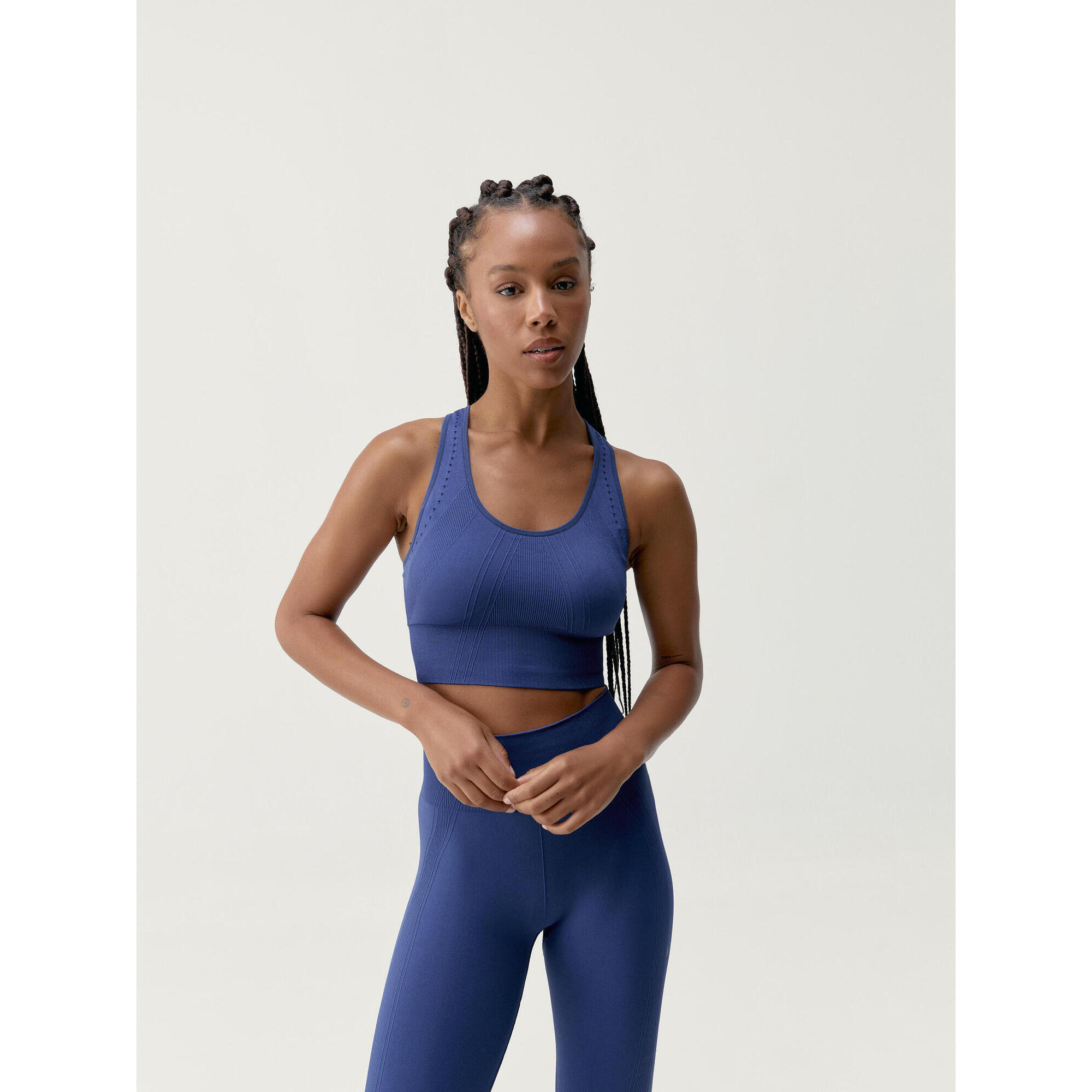 Born Living Yoga - Haut De Sport Pour Femme En Tissu Sans Couture Avec Maintien Moyen - Brassière - Bleu - 42 M/l - Decathlon