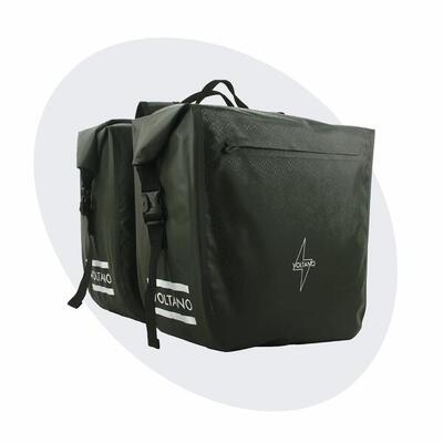 Voltano dubbele fietstas rolltop intense green - 48 liter - 100% waterdicht