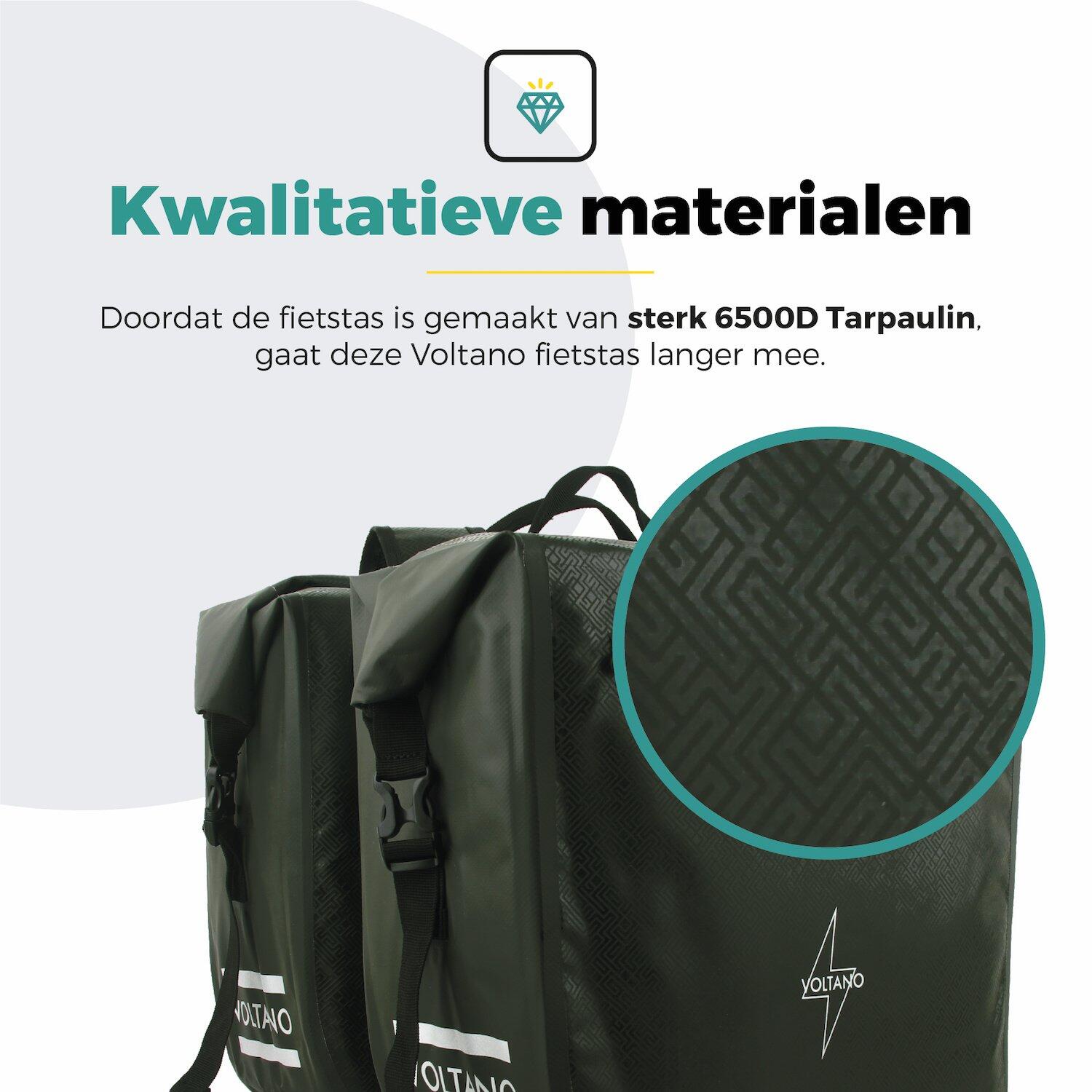 Voltano Dubbele Fietstas Rolltop Intense Green - 48 Liter - 100% Waterdicht 7/7
