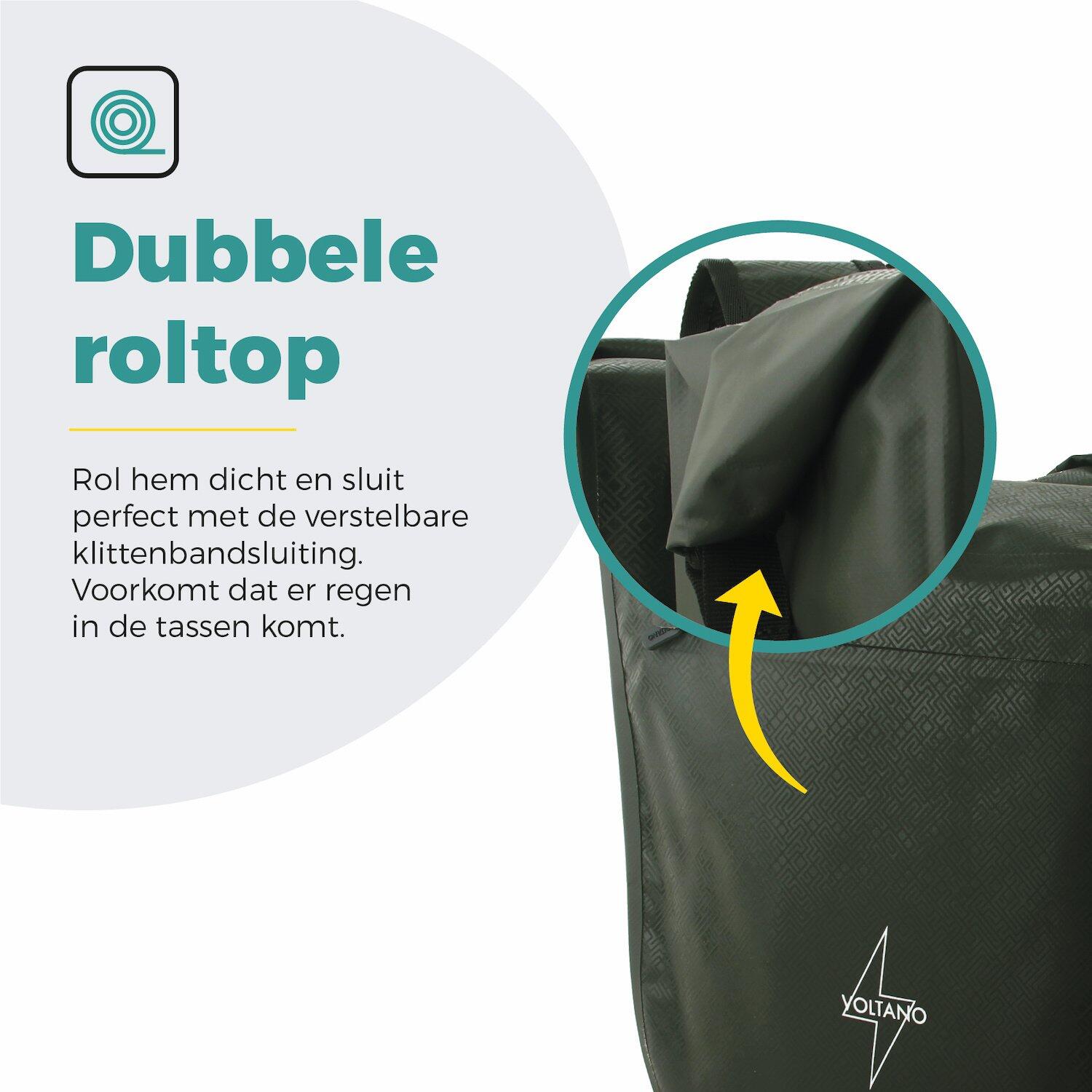 Voltano Dubbele Fietstas Rolltop Intense Green - 48 Liter - 100% Waterdicht 6/7