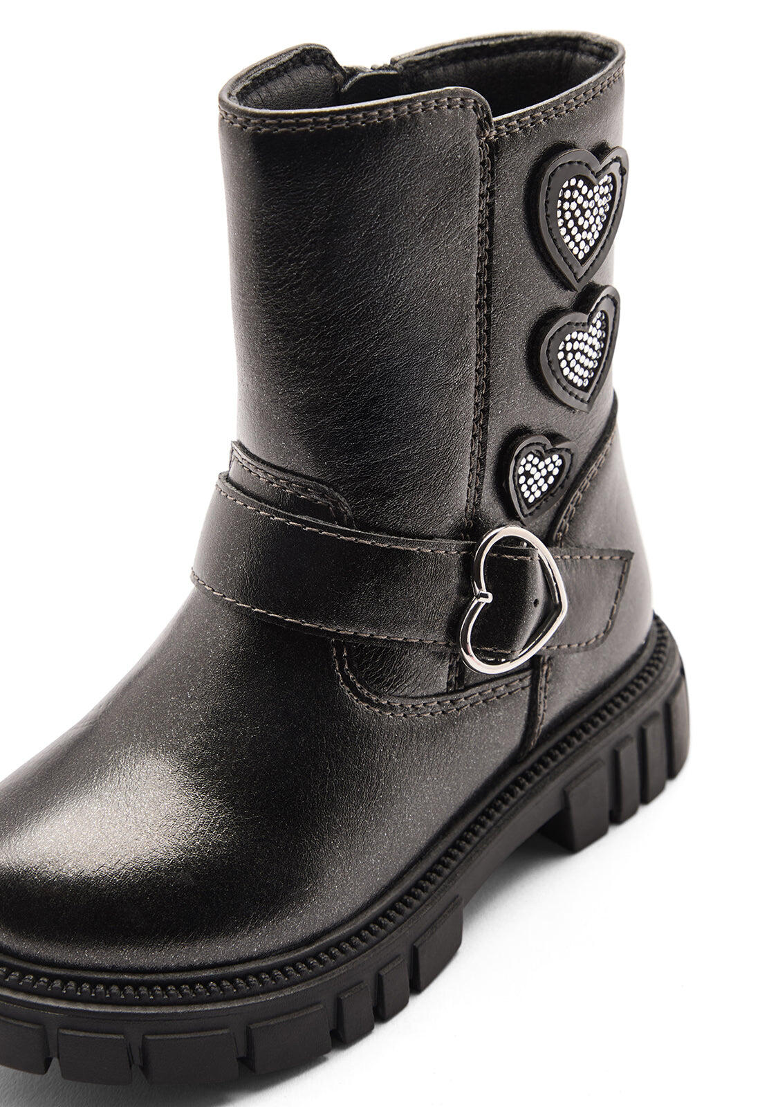 Botas de Niña Estilo Motera con Cremallera Interior y Detalle Corazón 3/4