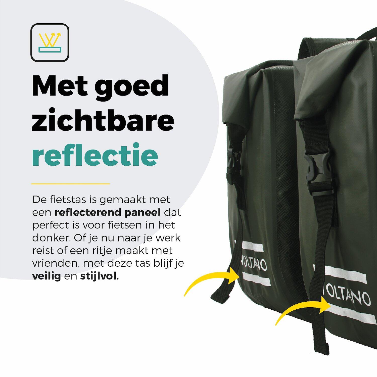 Voltano Dubbele Fietstas Rolltop Intense Green - 48 Liter - 100% Waterdicht 5/7