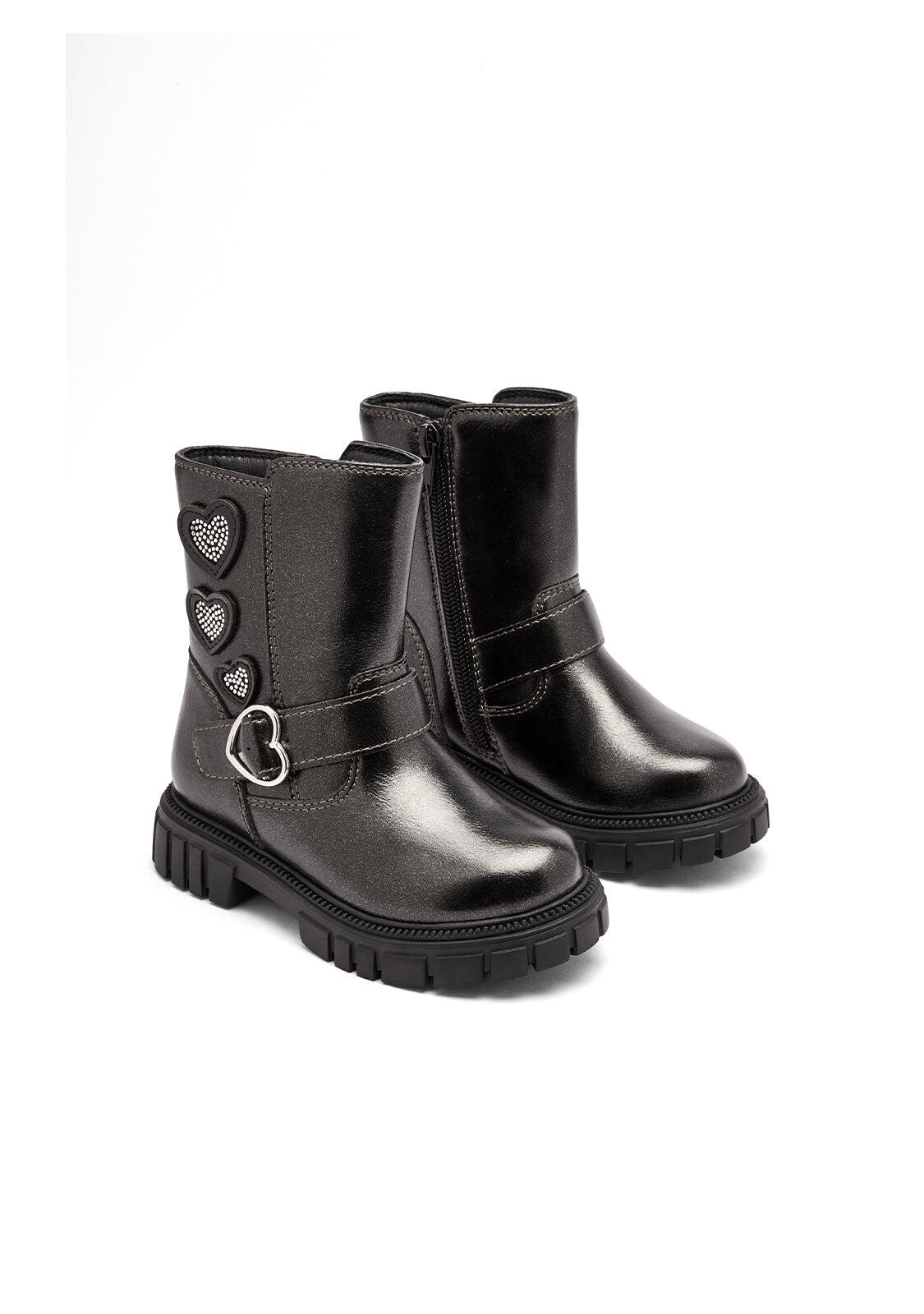 Botas de Niña Estilo Motera con Cremallera Interior y Detalle Corazón 2/4