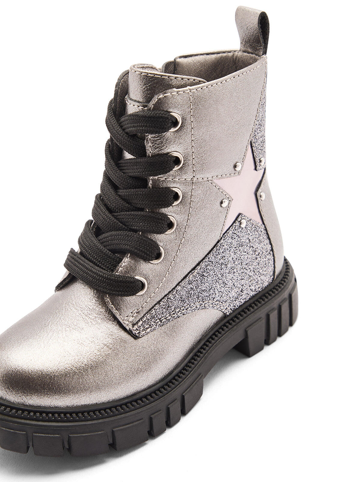 Botas Militares de Niña Caña Media Cremallera Interior Estampado de Estrella 3/4