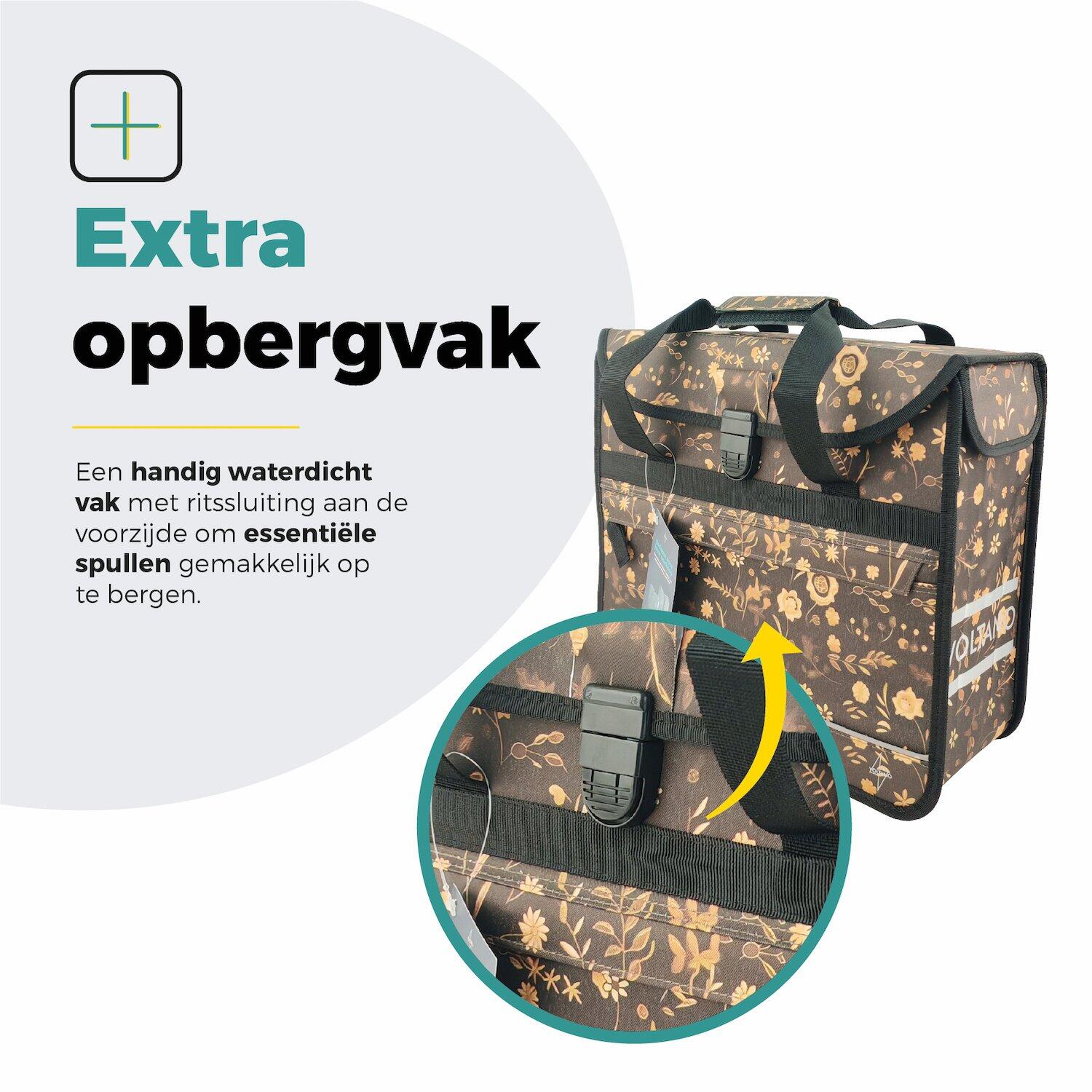 Voltano Voorgevormde Enkele Fietstas / Pakaftas - Black Leaves - 17L 6/7