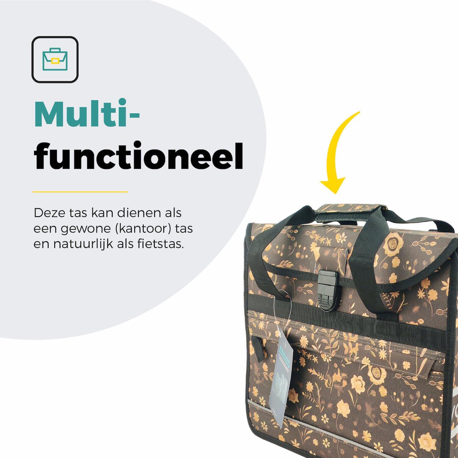 Voltano Voorgevormde Enkele Fietstas / Pakaftas - Black Leaves - 17L 5/7