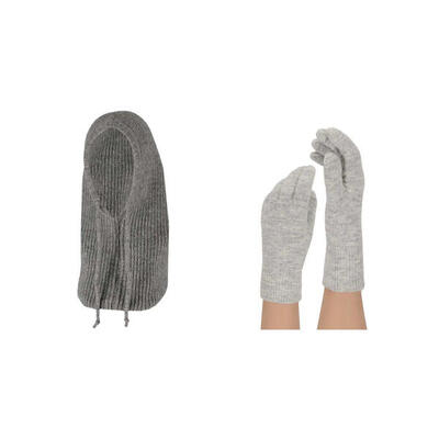 Balaclava en handschoenen dames - fashion - grijs