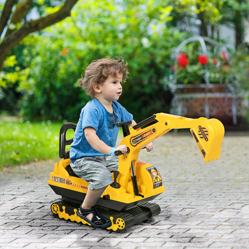 HOMCOM excavator de jucarie pentru copii, 78x24x58,5cm, galben