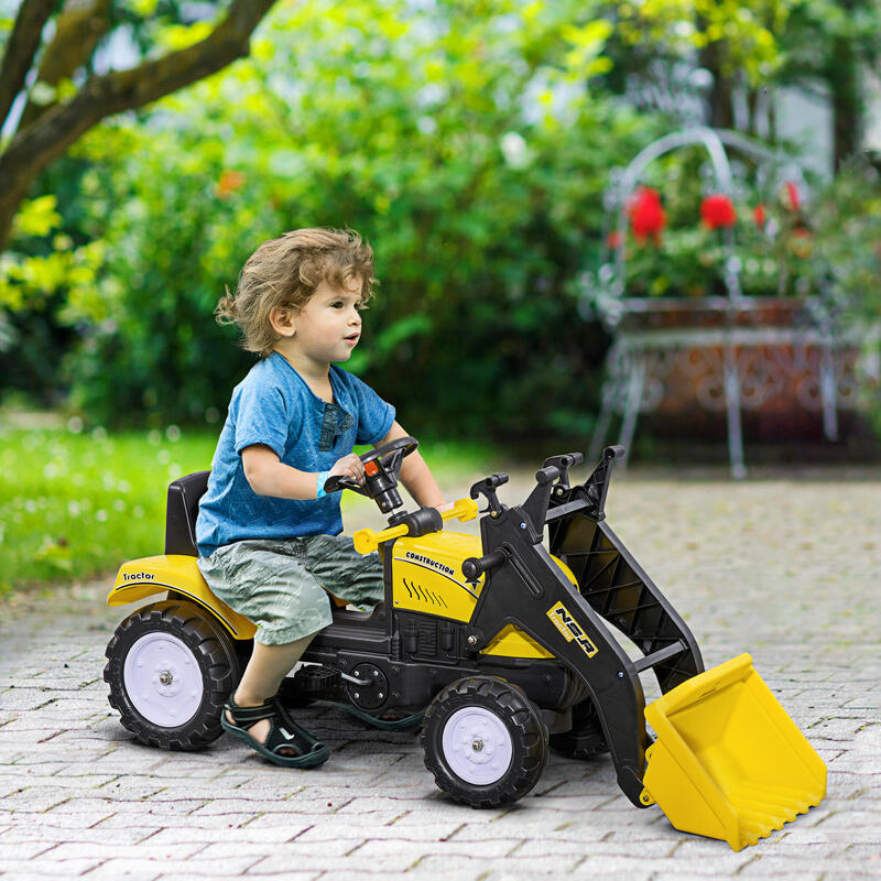 Homcom Excavator Copii 3 Ani – Cu Pedale, Cupa & Volan Functional