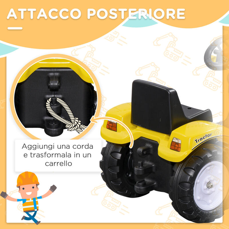 Homcom Excavator Copii 3 Ani – Cu Pedale, Cupa & Volan Functional