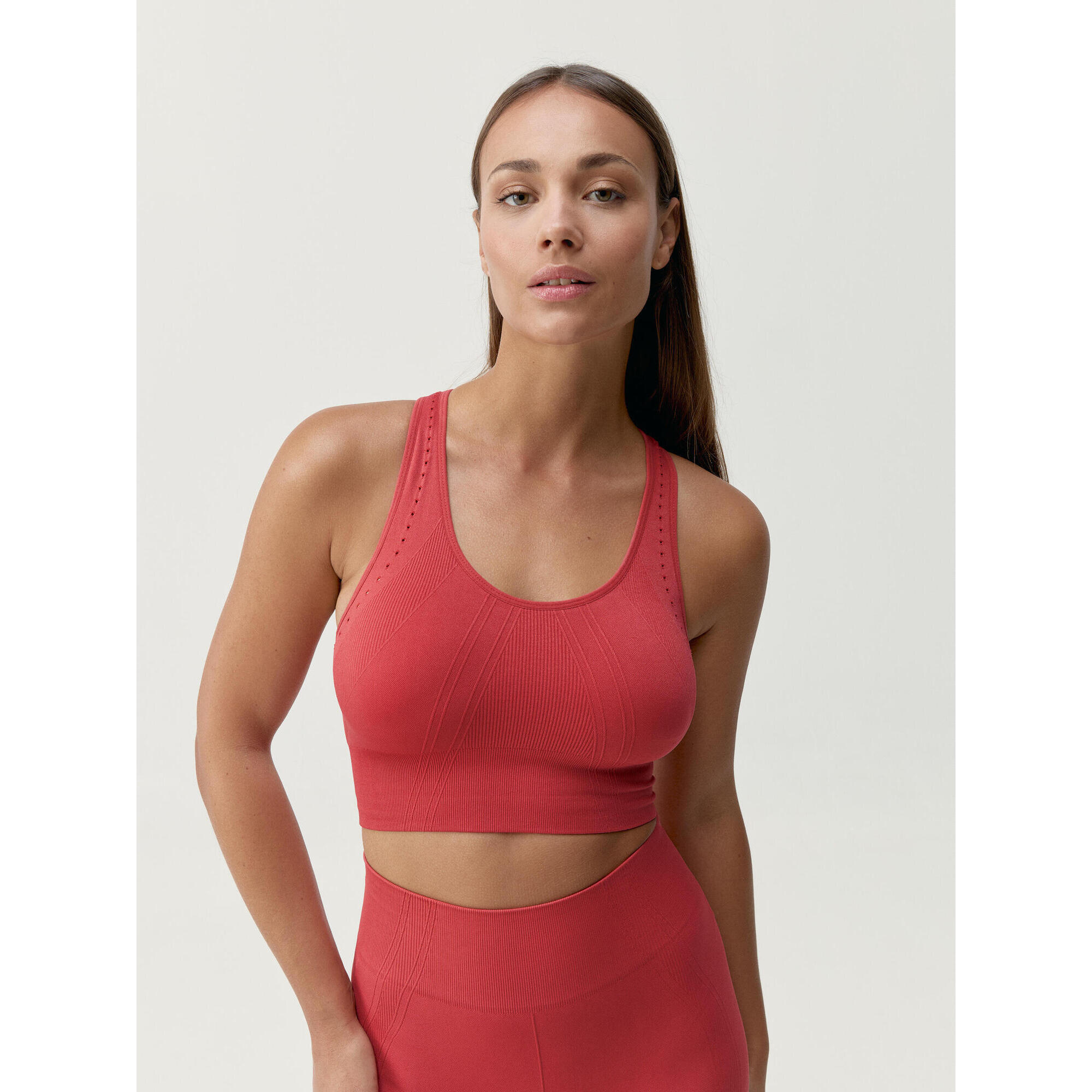 Born Living Yoga - Haut De Sport Pour Femme En Tissu Sans Couture Avec Maintien Moyen - Brassière - Orange|rouge - S - Decathlon