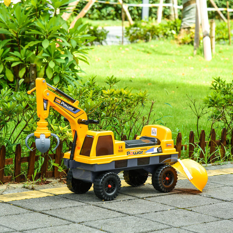 Homcom Buldozer Jucarie 2-in-1 – Excavator Galben cu Compartiment