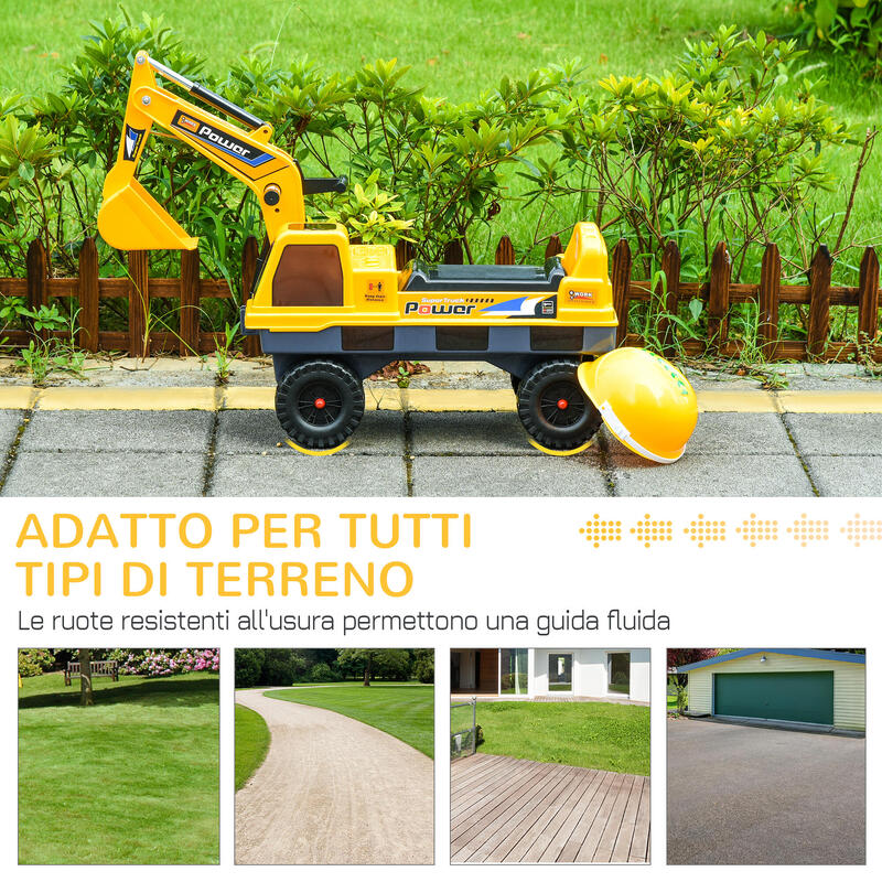 Homcom Buldozer Jucarie 2-in-1 – Excavator Galben cu Compartiment