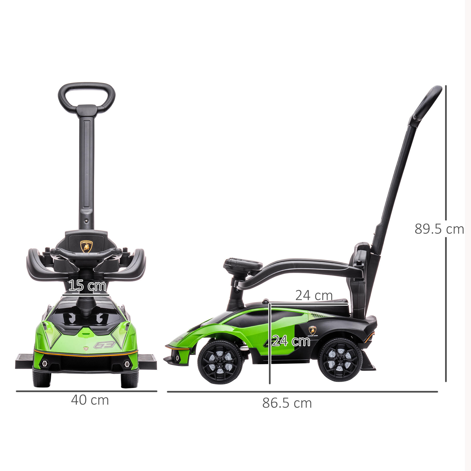 AIYAPLAY Macchina per Bambini 2in1 Lamborghini a Spinta Maniglione e Barriera 3/7
