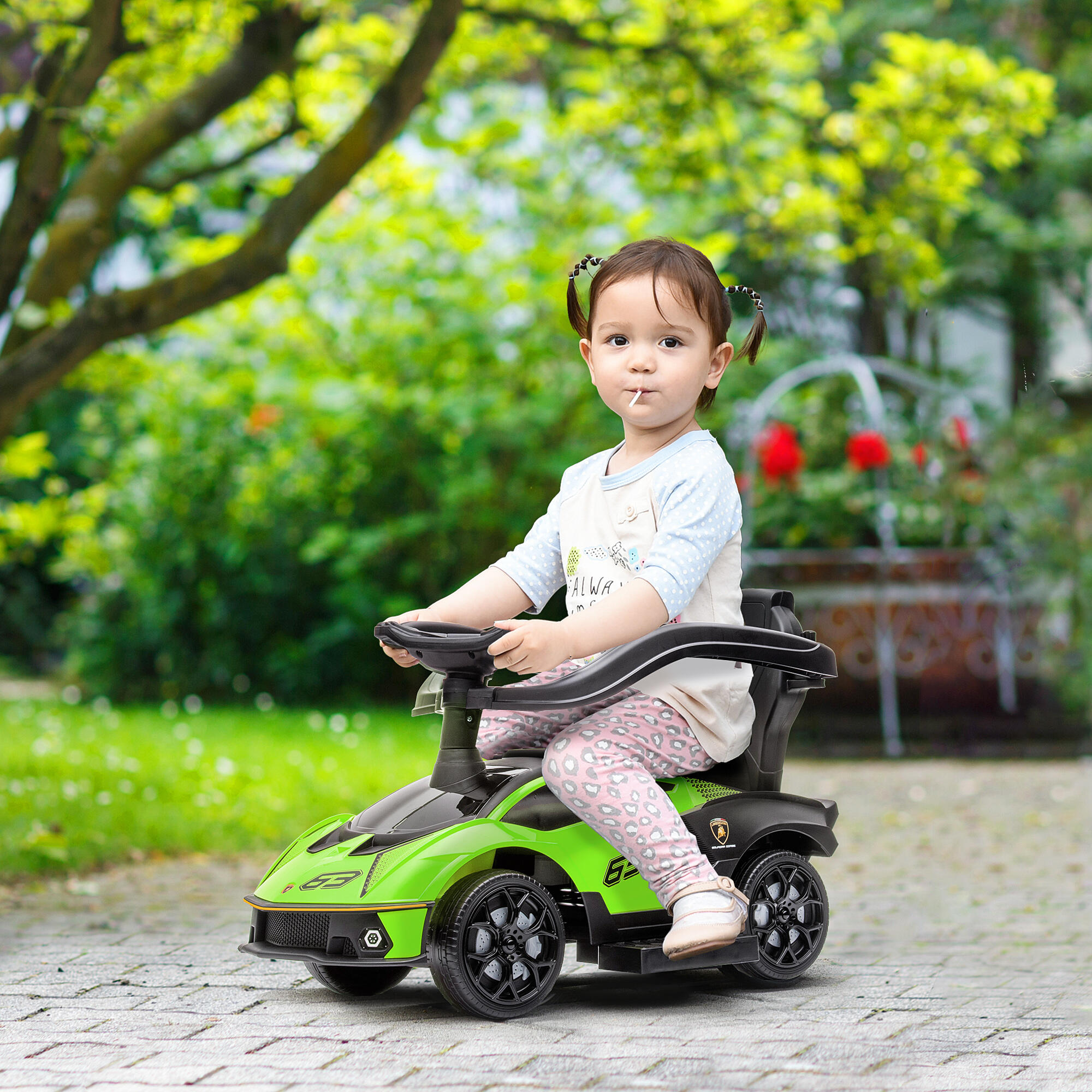 AIYAPLAY Macchina per Bambini 2in1 Lamborghini a Spinta Maniglione e Barriera 2/7