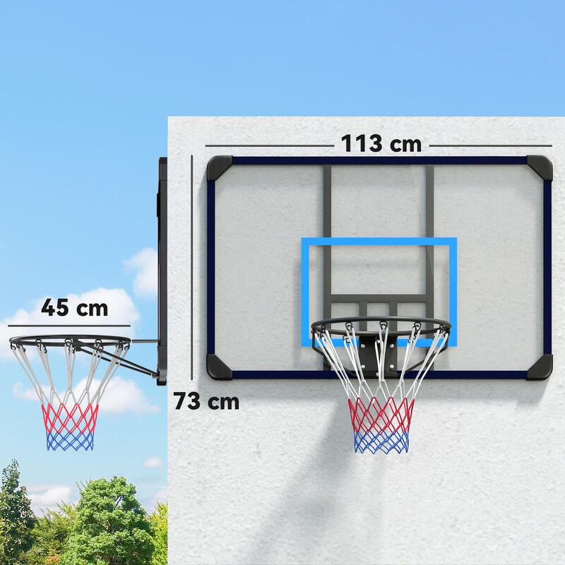 SPORTNOW Coș de Baschet de Perete, cu Panou și Cerc din Oțel, Negru