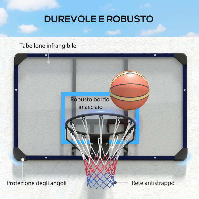 SPORTNOW Coș de Baschet de Perete, cu Panou și Cerc din Oțel, Negru