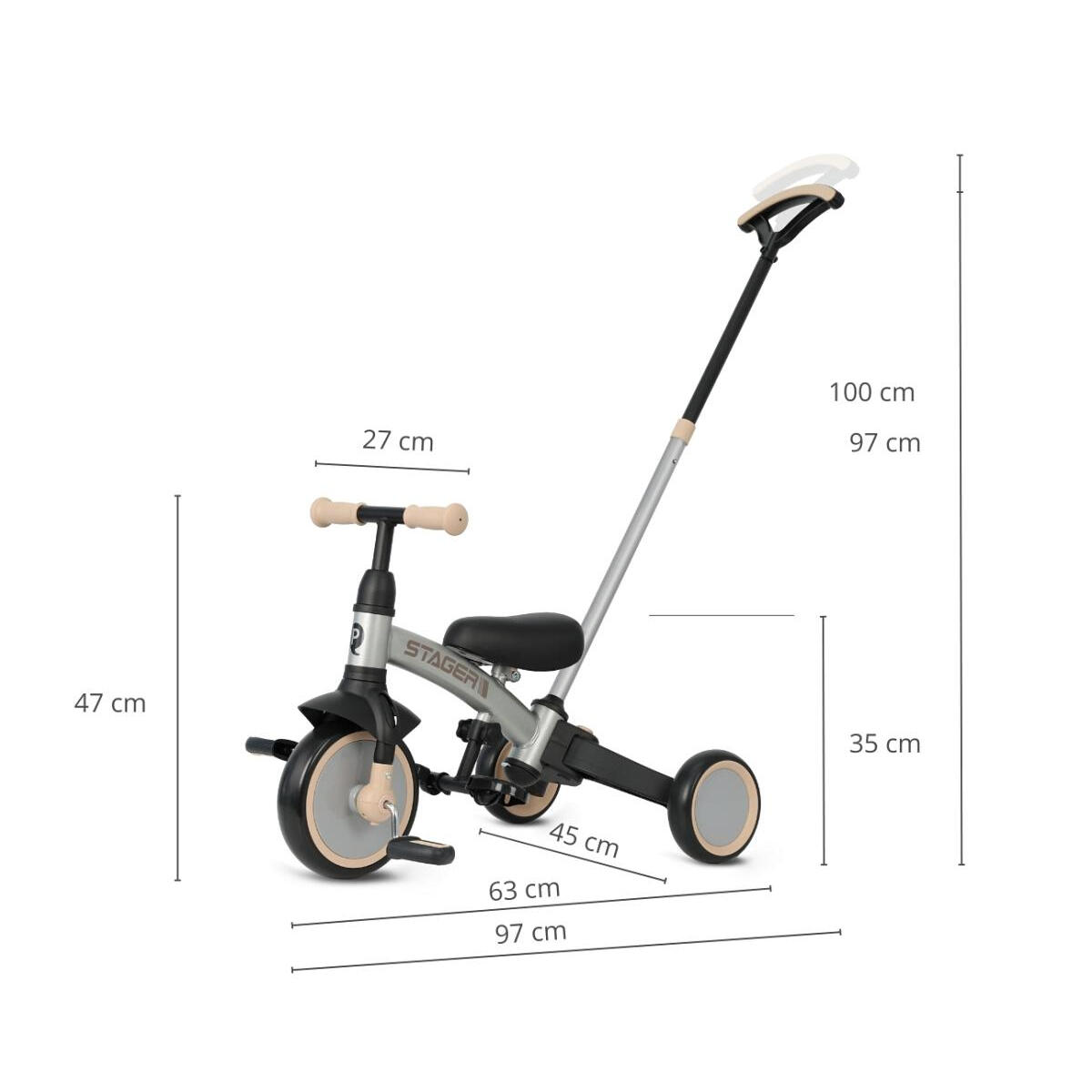 Tricycle Qplay Stager 3-en-1 Argent 2/7