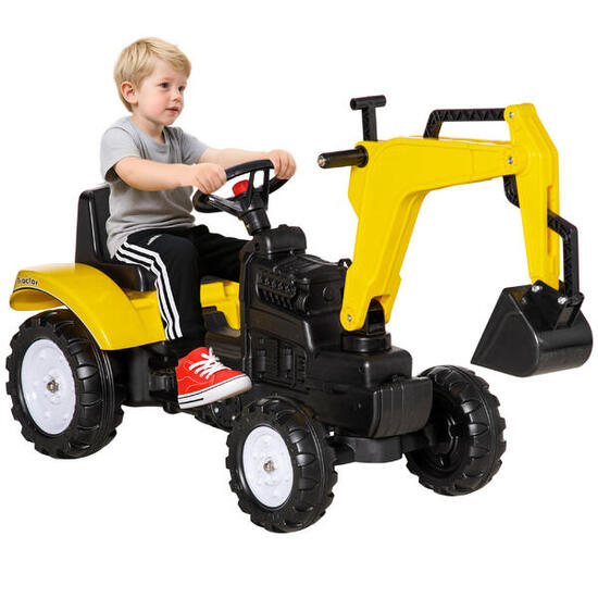 HOMCOM Ruspa Giocattolo per Bambini 3-6 Anni con 4 Ruote in Acciaio e Plastica
