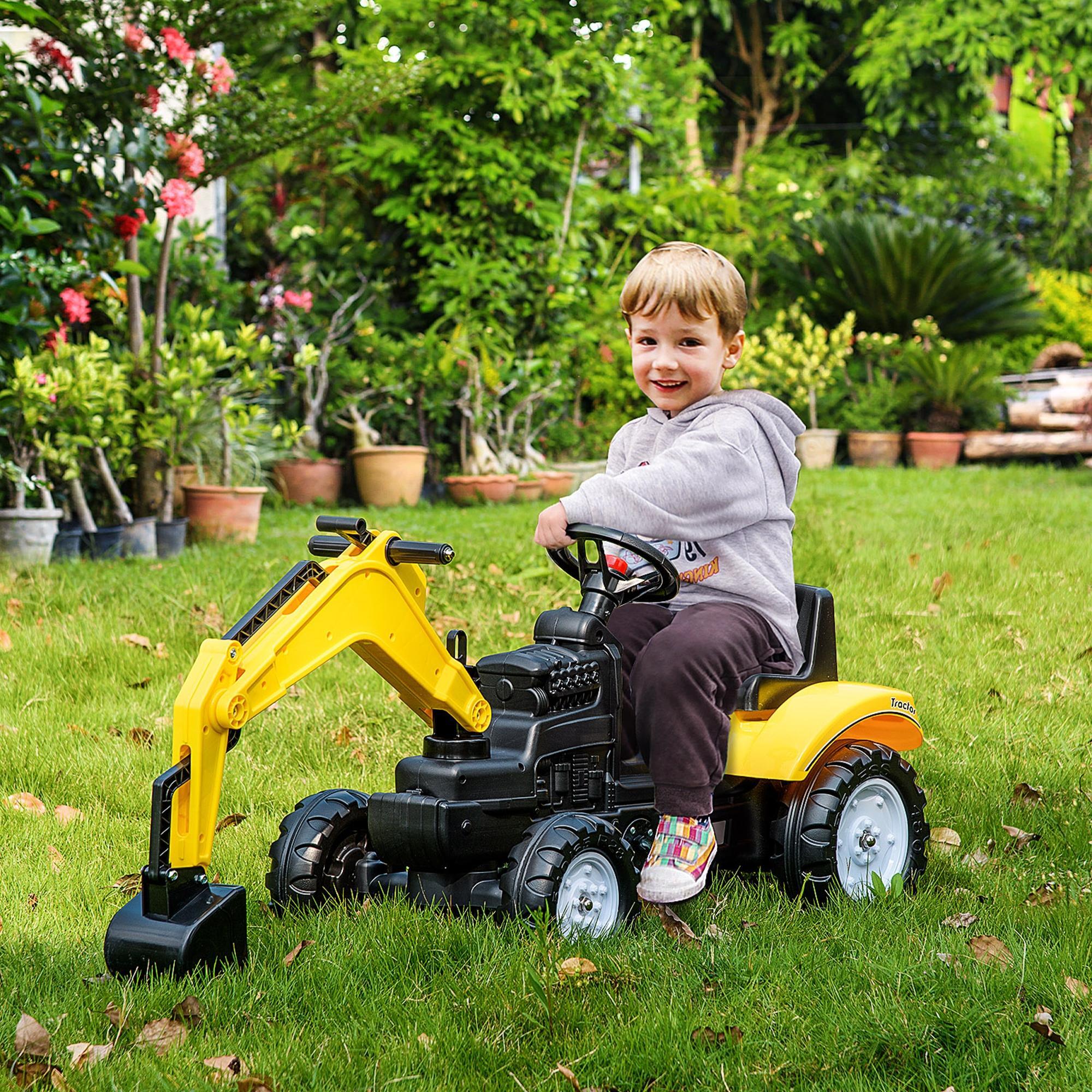 HOMCOM Ruspa Giocattolo per Bambini 3-6 Anni con 4 Ruote in Acciaio e Plastica 2/8