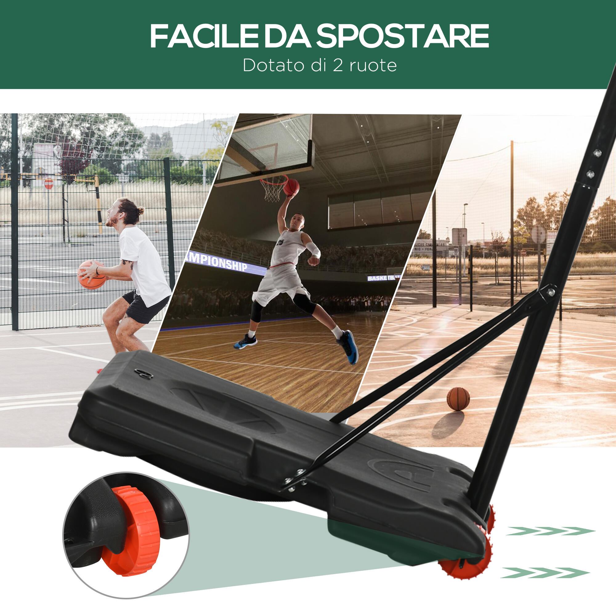 SPORTNOW Canestro Basket per Adulti con Altezza Regolabile 2.1-2.4 m 6/8