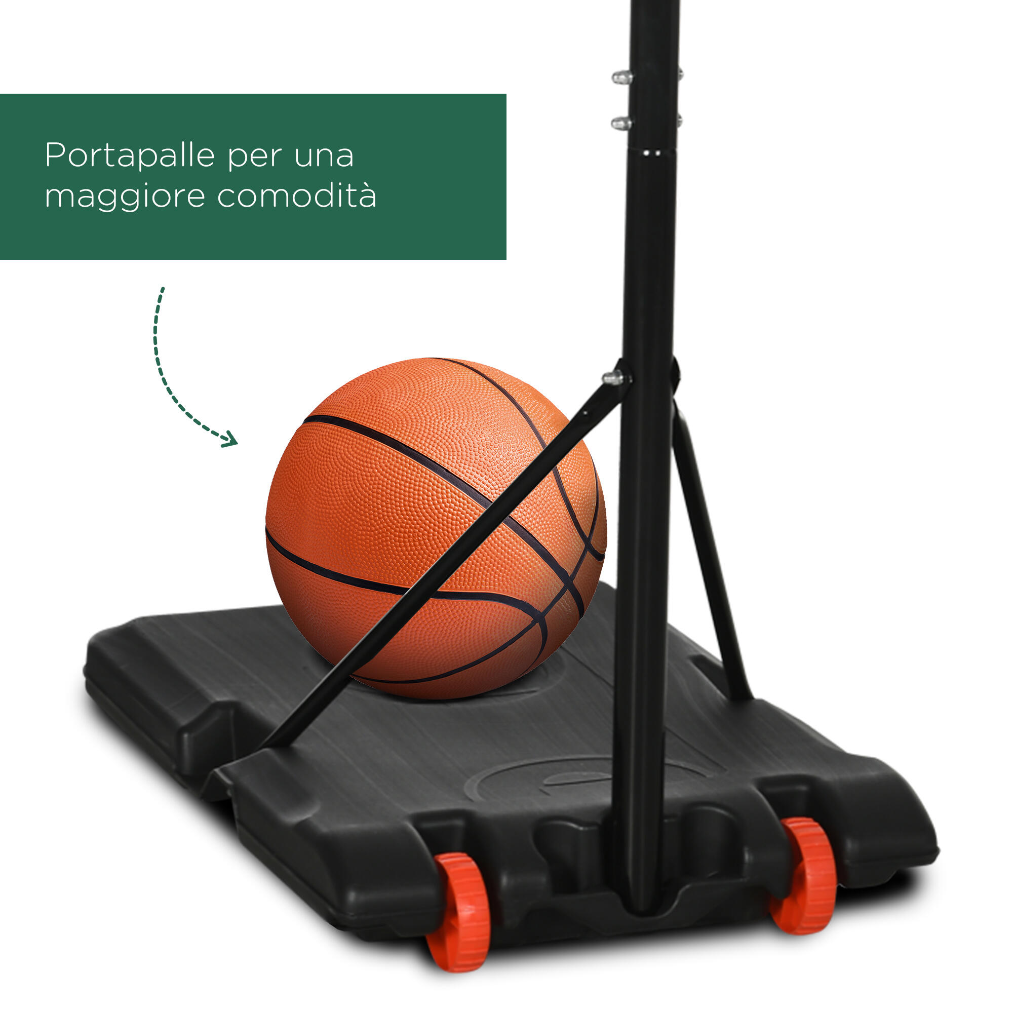 SPORTNOW Canestro Basket per Adulti con Altezza Regolabile 2.1-2.4 m 7/8