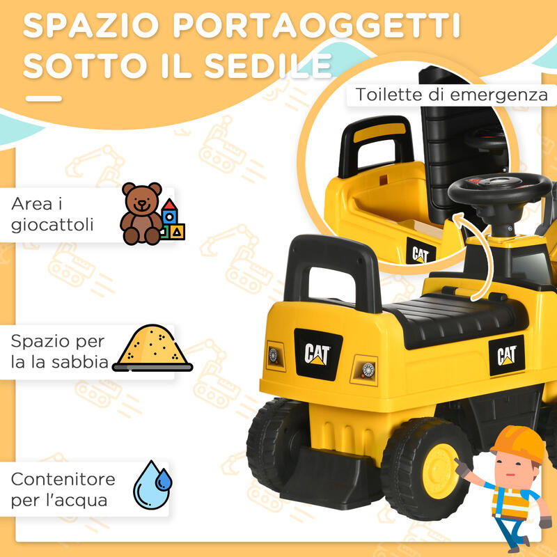 HOMCOM Licensed CAT Kids Ride on Excavator