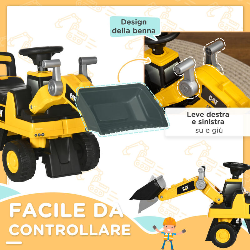 HOMCOM Licensed CAT Kids Ride on Excavator