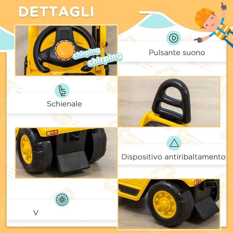 HOMCOM Excavator, cu depozitare sub scaun, roti cu banda de rulare