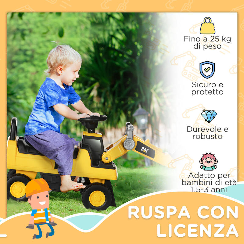 HOMCOM Licensed CAT Kids Ride on Excavator