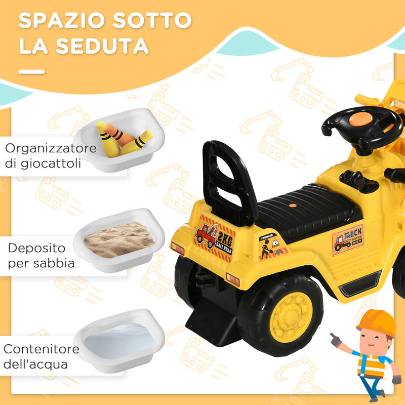 HOMCOM Excavator, cu depozitare sub scaun, roti cu banda de rulare