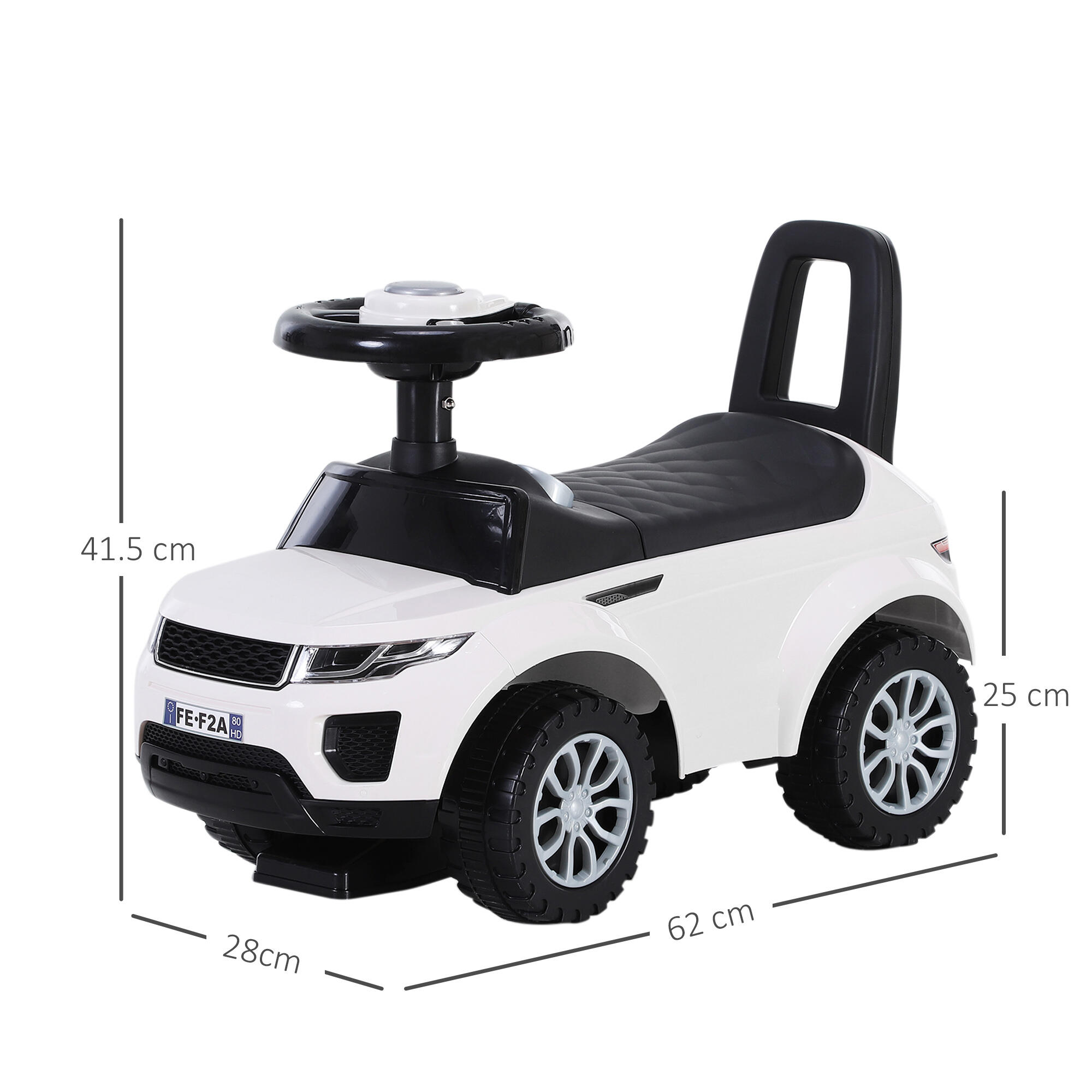 HOMCOM Macchina Cavalcabile Giocattolo per Bambini 12-36 Mesi Bianca 3/7