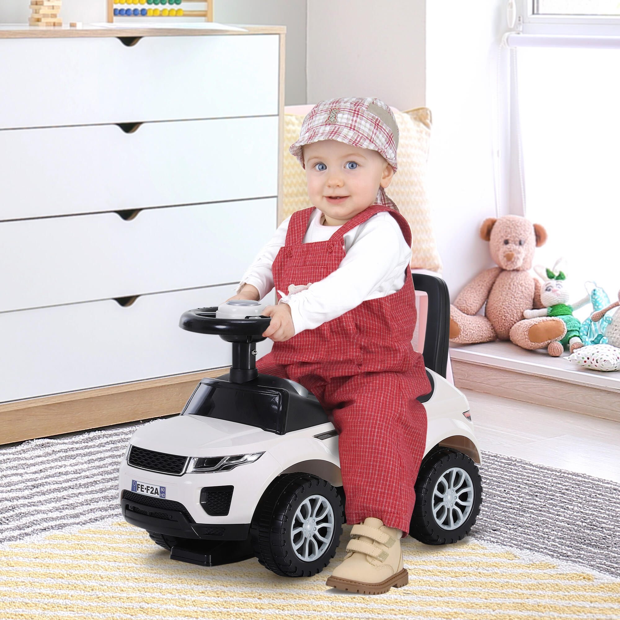 HOMCOM Macchina Cavalcabile Giocattolo per Bambini 12-36 Mesi Bianca 2/7