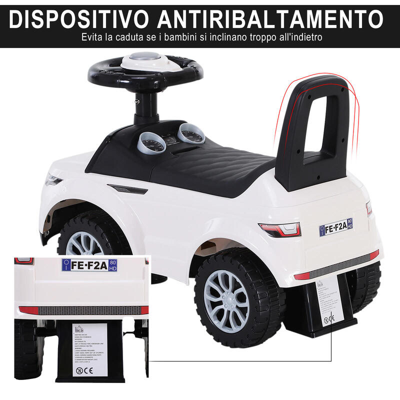 HOMCOM Masina Ride-on Jucarie pentru Copii 12-36 Luni Alba
