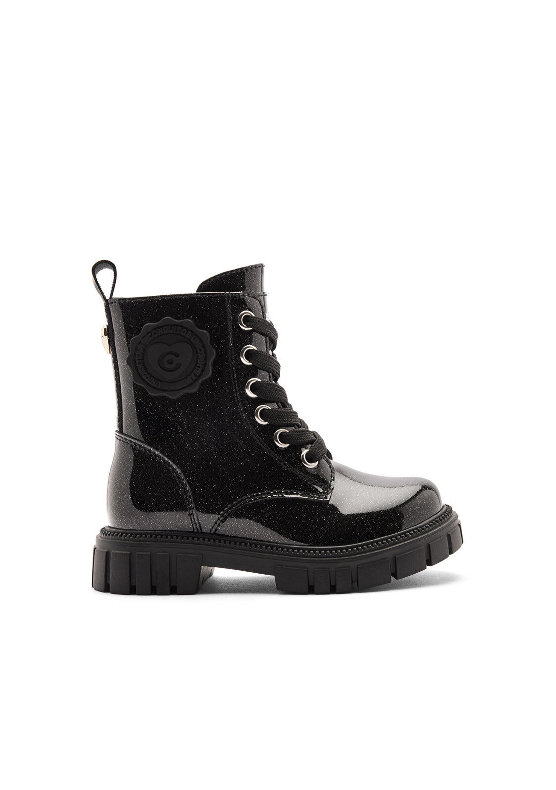 Botas Militares de Niña de Charol con Cremallera Interior 1/4