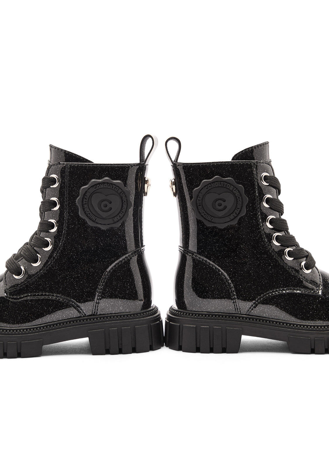 Botas Militares de Niña de Charol con Cremallera Interior 3/4