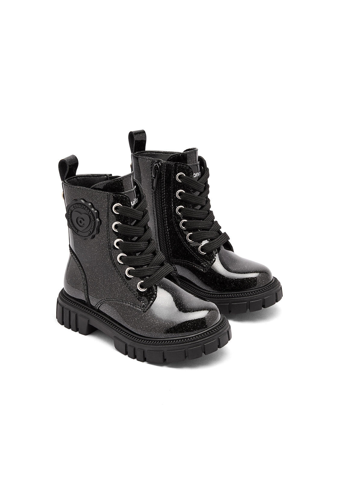 Botas Militares de Niña de Charol con Cremallera Interior 2/4