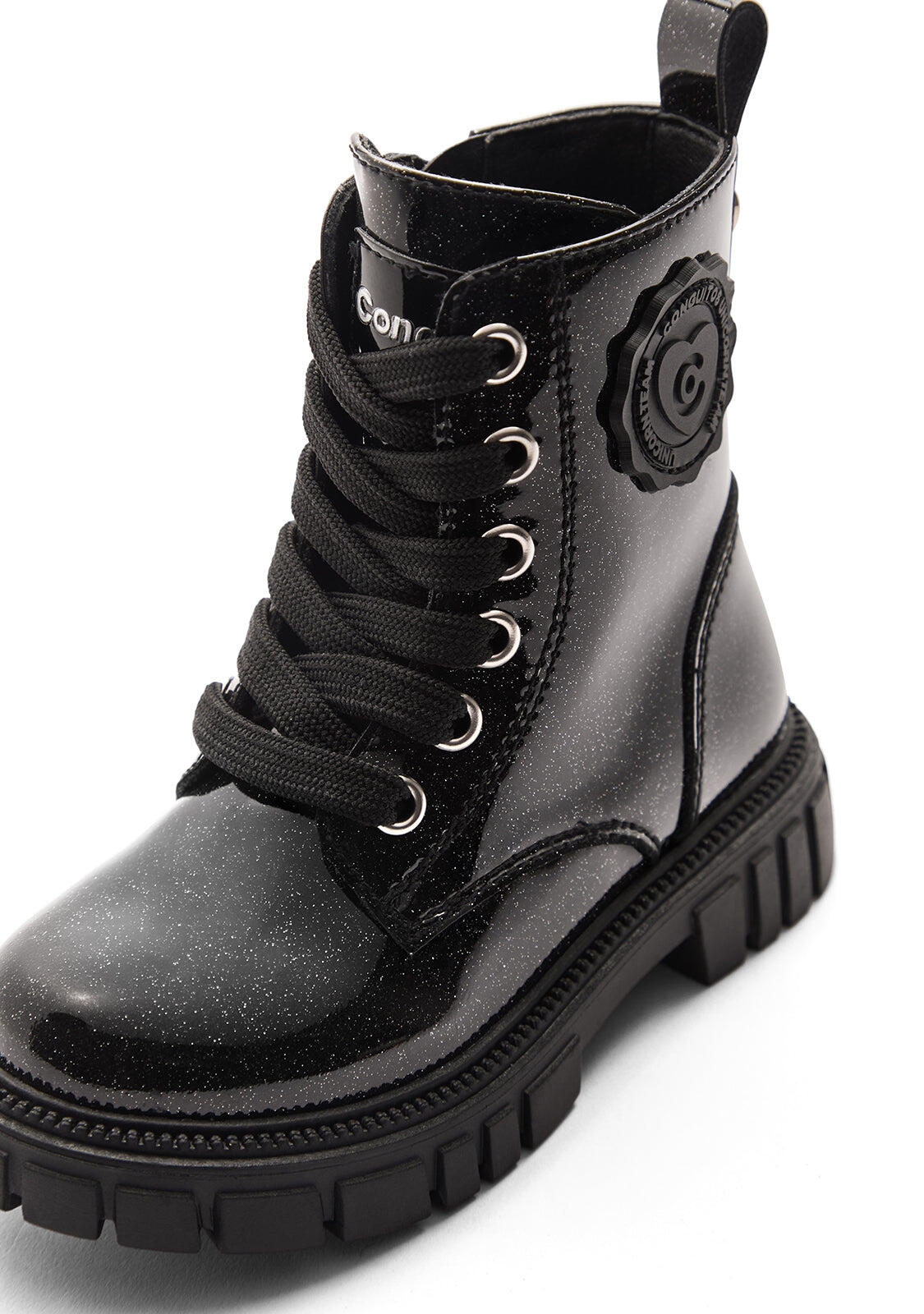 Botas Militares de Niña de Charol con Cremallera Interior 4/4