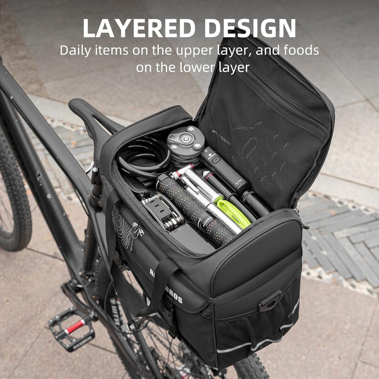 Mivelo Fietstas, voor bagagedrager, uitbreidbaar tot 20 l, waterafstotend, zwart