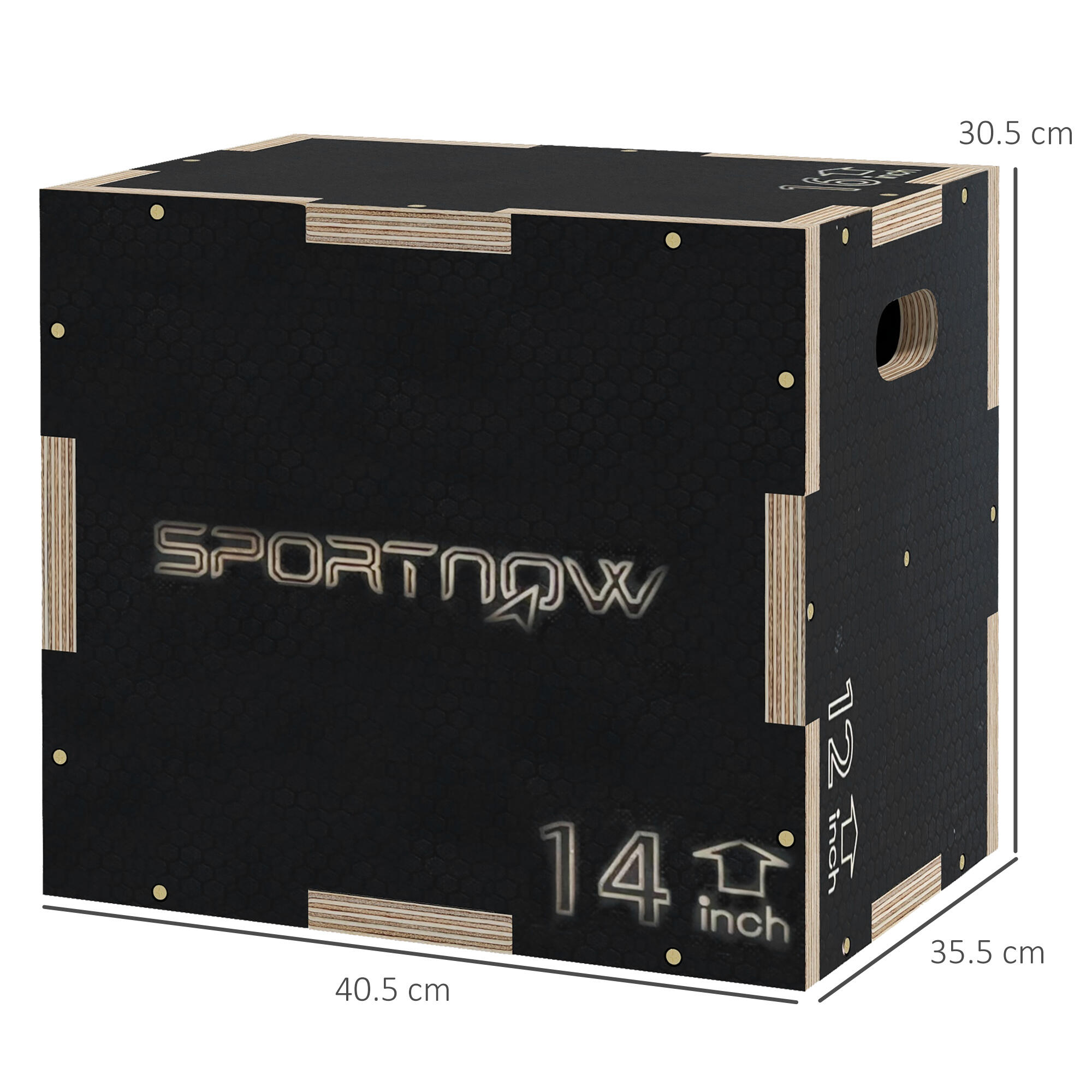 SPORTNOW Box Jump Pliometrico a 3 Altezze in Legno Antiscivolo 41-36-31cm Nero 3/8
