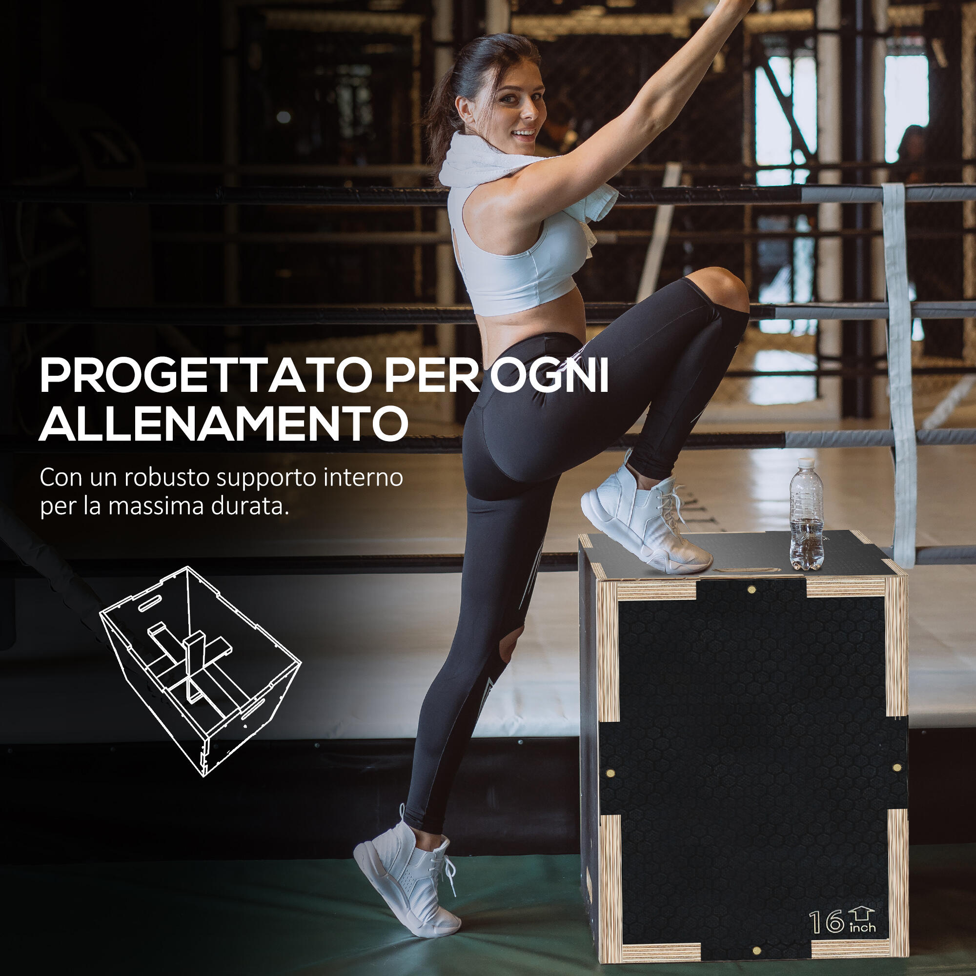 SPORTNOW Box Jump Pliometrico a 3 Altezze in Legno Antiscivolo 41-36-31cm Nero 6/8