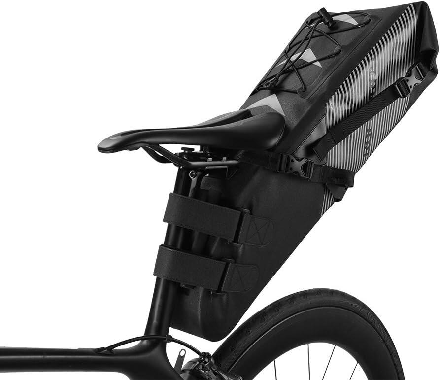 ROCKBROS Alforge de selim impermeável 10 L, preto e cinzento