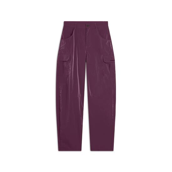 Pantalon cargo en nylon navette coupe carotte
