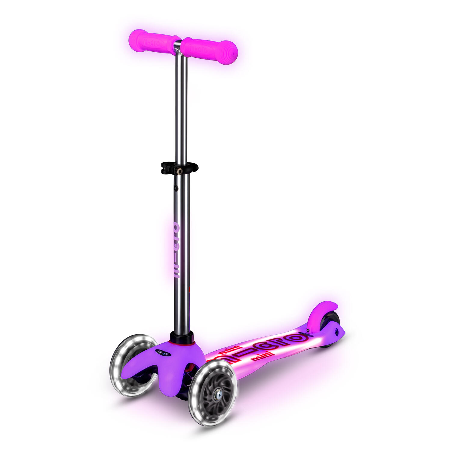 Micro - Trottinette Enfant Mini  Deluxe Glow  Led - Trottinette - Rose - Taille Unique - Decathlon