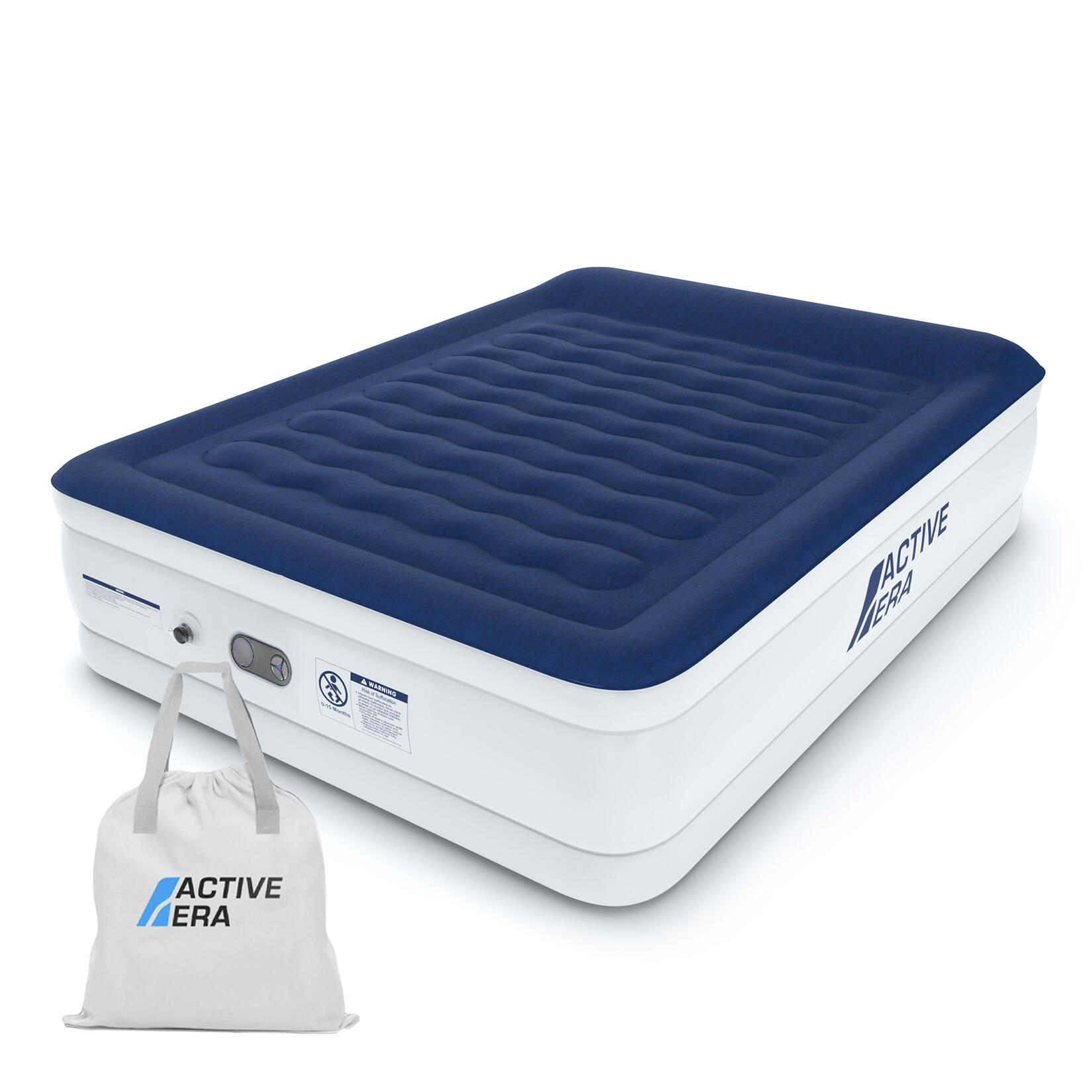 ACTIVE ERA Colchão Insuflável King Size Luxo – Azul Marinho/Branco